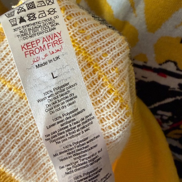 BoohooMAN Boxy Official Moto Car Badge Cardigan,Yellow Black,L - Picture 10 of 10